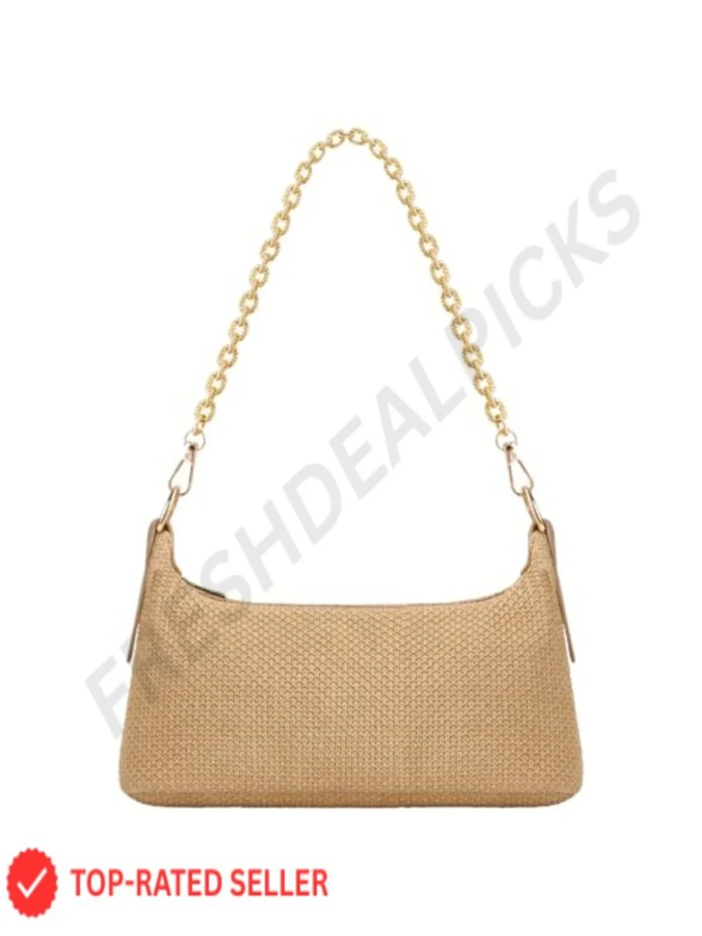 Boho Woven Raffia Hobo Purse with Charm Chain Shoulder Bag for Women